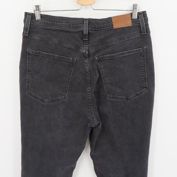 Madewell Mom Jean 31 Black Wash Denim Jeans Distressed Shredded Raw Hem Pants - Picture 7 of 13